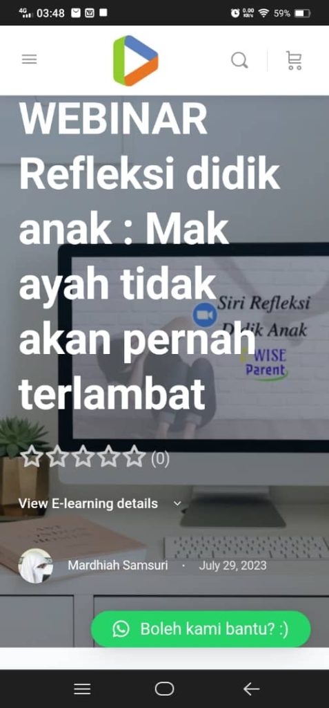WEBINAR Refleksi didik anak : Mak ayah tidak akan pernah terlambat 6 Digylearn